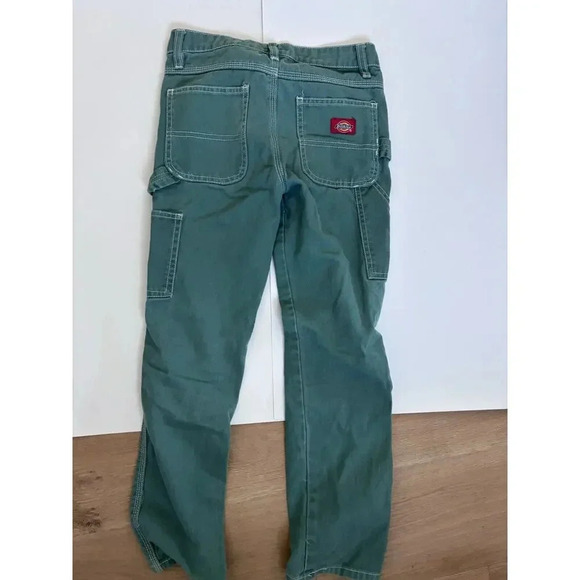 DICKIES Girls Twill Relaxed Carpenter Green Pants - Size 8 - Picture 4 of 4